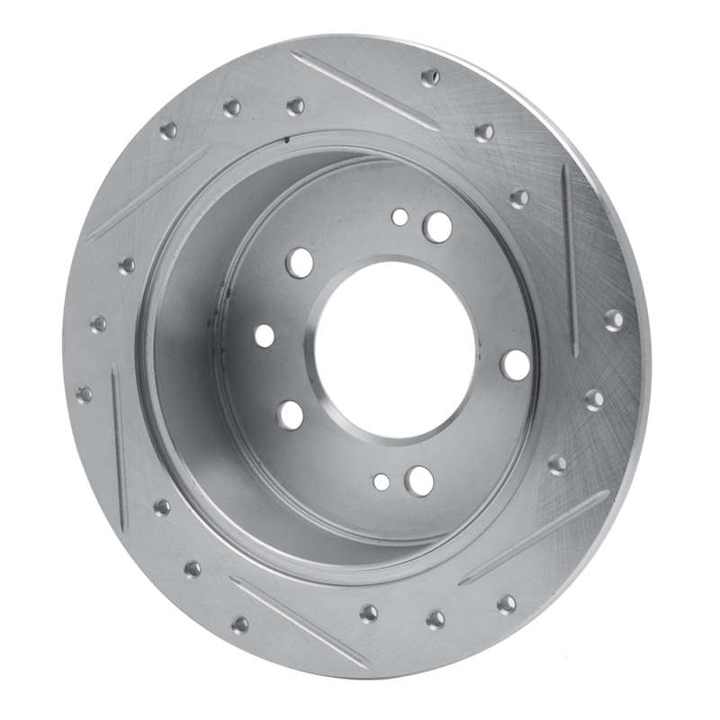 Hyundai Elantra Brake Rotor (1) - Rear Left - R1 Concepts - Drilled & Slotted - Silver - `07-`10